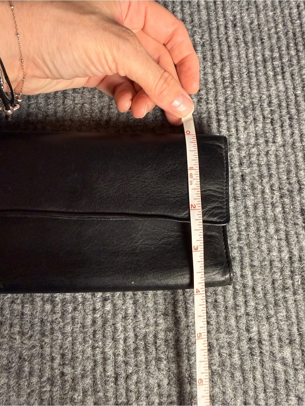 VINTAGE Genuine Black Leather Flap Tri-Fold Continental Wallet